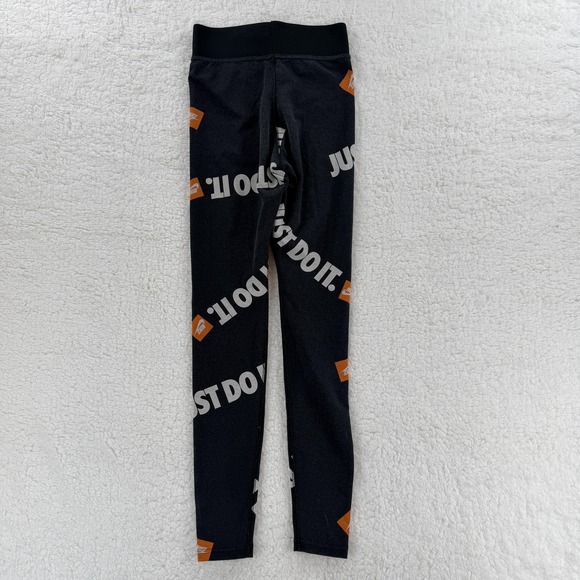Nike Leggings Womens XS Black Just Do It All Over Print Athletic Pants Yoga Run - Picture 6 of 9